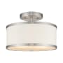 Livex Lighting Park Ridge 2 Light 11" Wide Semi Flush Drum Ceiling Fixture Brushed Nickel