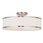 Livex Lighting Park Ridge 3 Light 18" Wide Semi Flush Drum Ceiling Fixture Brushed Nickel