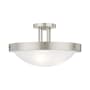 Livex Lighting New Brighton 3 Light Semi Flush Ceiling Fixture Brushed Nickel