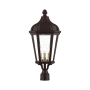 Livex Lighting Morgan 3 Light 25" Tall Post Light Bronze / Antique Gold Finish Cluster