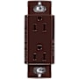 Lutron Claro 15A Duplex Receptacle, Decorator-Style Outlet Brown