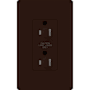 Lutron 125 Volt 15 Ampere Dual Dimmable Tamper Resistant Receptacle from the Architectural Series Brown