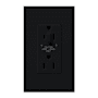 Lutron Architectural 15A Half-Dimming, Tamper Resistant Duplex Receptacle, Wall Plate Included Black