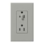 Lutron Architectural 15A Half-Dimming, Tamper Resistant Duplex Receptacle, Wall Plate Included Gray