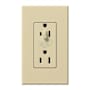 Lutron Architectural 15A Half-Dimming, Tamper Resistant Duplex Receptacle, Wall Plate Included Ivory