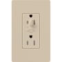 Lutron Architectural 15A Half-Dimming, Tamper Resistant Duplex Receptacle, Wall Plate Included Taupe