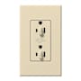 Lutron Architectural 20A Dual Dimming, Tamper Resistant Duplex Receptacle, 125V, Wall Plate Included Beige