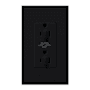 Lutron Architectural 20A Dual Dimming, Tamper Resistant Duplex Receptacle, 125V, Wall Plate Included Black