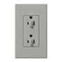 Lutron Architectural 20A Dual Dimming, Tamper Resistant Duplex Receptacle, 125V, Wall Plate Included Gray