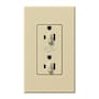 Lutron Architectural 20A Dual Dimming, Tamper Resistant Duplex Receptacle, 125V, Wall Plate Included Ivory