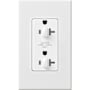Lutron Architectural 20A Dual Dimming, Tamper Resistant Duplex Receptacle, 125V, Wall Plate Included White