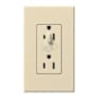Lutron Architectural 20A Half-Dimming, Tamper Resistant Duplex Receptacle, Wall Plate Included Beige