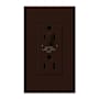 Lutron Architectural 20A Half-Dimming, Tamper Resistant Duplex Receptacle, Wall Plate Included Brown