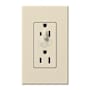 Lutron Architectural 20A Half-Dimming, Tamper Resistant Duplex Receptacle, Wall Plate Included Light Almond