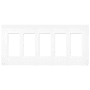 Lutron Claro 5 Gang Wall Plate for Decorator-Style Dimmers, Switches, and Outlets Brilliant White