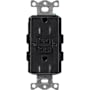 Lutron Claro 15A Tamper Resistant GFCI Duplex Receptacle, Decorator-Style Outlet, Self-Testing Midnight