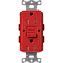 Lutron Claro 15A Tamper Resistant GFCI Duplex Receptacle, Decorator-Style Outlet, Self-Testing Signal Red