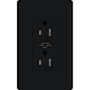 Lutron Claro 20A Dual Dimming, Tamper Resistant Duplex Receptacle, Decorator-Style Outlet Midnight