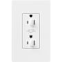 Lutron Claro 20A Dual Dimming, Tamper Resistant Duplex Receptacle, Decorator-Style Outlet Snow White