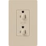 Lutron Claro 20A Dual Dimming, Tamper Resistant Duplex Receptacle, Decorator-Style Outlet Taupe