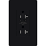 Lutron Claro 20A Half Dimming, Tamper Resistant Duplex Receptacle, Decorator-Style Outlet Midnight