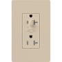 Lutron Claro 20A Half Dimming, Tamper Resistant Duplex Receptacle, Decorator-Style Outlet Taupe