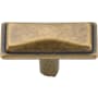 Manzoni Luca 1-5/8 Inch Zamac Rectangular Cabinet Knob from the Classic European Renaissance Collection Distressed Brass