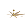 Matthews Fan Company Ariella 64" 8 Blade Indoor / Outdoor Ceiling Fan Brushed Brass / Light Maple Tone