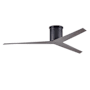 Matthews Fan Company Eliza 56" 3 Blade Indoor / Outdoor Hugger Ceiling Fan with Remote Control Matte Black / Old Oak