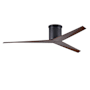 Matthews Fan Company Eliza 56" 3 Blade Indoor / Outdoor Hugger Ceiling Fan with Remote Control Matte Black / Walnut