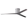 Matthews Fan Company Eliza 56" 3 Blade Indoor / Outdoor Hugger Ceiling Fan with Remote Control Brushed Nickel / Old Oak