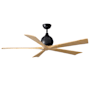 Matthews Fan Company Irene-5 60" 5 Blade Indoor Ceiling Fan Matte Black / Light Maple Tone