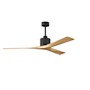 Matthews Fan Company Nan 60" 3 Blade Indoor Ceiling Fan Matte Black / Light Maple Tone