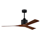 Matthews Fan Company Nan 52" 3 Blade Indoor Ceiling Fan with Remote Control Matte Black / Walnut