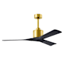 Matthews Fan Company Nan 52" 3 Blade Indoor Ceiling Fan with Remote Control Brushed Brass / Matte Black