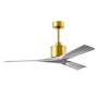 Matthews Fan Company Nan 52" 3 Blade Indoor Ceiling Fan with Remote Control Brushed Brass / Barnwood Tone