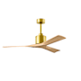 Matthews Fan Company Nan 52" 3 Blade Indoor Ceiling Fan Brushed Brass / Light Maple Tone