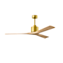 Matthews Fan Company Nan 60" 3 Blade Indoor Ceiling Fan Brushed Brass / Light Maple Tone