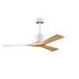 Matthews Fan Company Nan 52" 3 Blade Indoor Ceiling Fan Matte White / Light Maple Tone