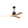 Matthews Fan Company Nan 52" 3 Blade Indoor Ceiling Fan Textured Bronze / Light Maple Tone