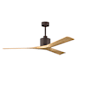Matthews Fan Company Nan 60" 3 Blade Indoor Ceiling Fan Textured Bronze / Light Maple Tone