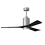 Matthews Fan Company Patricia 52" 3 Blade Indoor LED Ceiling Fan with 6 Speed Reversible Motor and Dimmable Light Kit Included Brushed Nickel / Matte Black