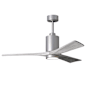 Matthews Fan Company Patricia 52" 3 Blade Indoor LED Ceiling Fan with 6 Speed Reversible Motor and Dimmable Light Kit Included Brushed Nickel / Barn Wood Tone
