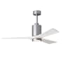 Matthews Fan Company Patricia 52" 3 Blade Indoor LED Ceiling Fan with 6 Speed Reversible Motor and Dimmable Light Kit Included Brushed Nickel / Matte White