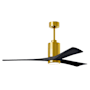 Matthews Fan Company Patricia 60" 3 Blade Indoor LED Ceiling Fan with 6 Speed Reversible Motor and Dimmable Light Kit Included Brushed Brass / Matte Black