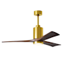 Matthews Fan Company Patricia 52" 3 Blade Indoor LED Ceiling Fan with 6 Speed Reversible Motor and Dimmable Light Kit Included Brushed Brass / Walnut Tone