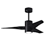 Matthews Fan Company Super Janet 42" 3 Blade Indoor LED Ceiling Fan with Reversible Motor, Wall Control, Remote and LED Light Kit Included Matte Black