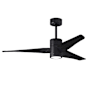 Matthews Fan Company Super Janet 52" 3 Blade Indoor LED Ceiling Fan with Reversible Motor, Wall Control, Remote and LED Light Kit Included Matte Black