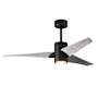 Matthews Fan Company Super Janet 52" 3 Blade Indoor LED Ceiling Fan with Reversible Motor, Wall Control, Remote and LED Light Kit Included Matte Black / Barn Wood Tone
