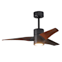 Matthews Fan Company Super Janet 42" 3 Blade Indoor LED Ceiling Fan with Reversible Motor, Wall Control, Remote and LED Light Kit Included Matte Black / Walnut Tone